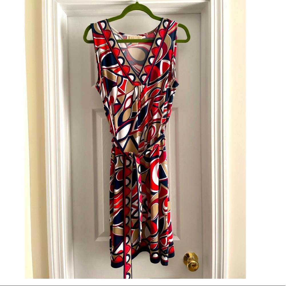 Michael Kors Geometric Print Sleeveless Dress 1X